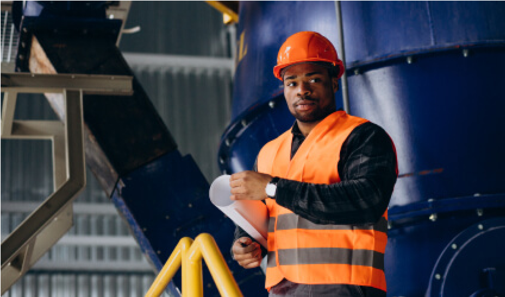 Contact Us image with a man in construction outfit